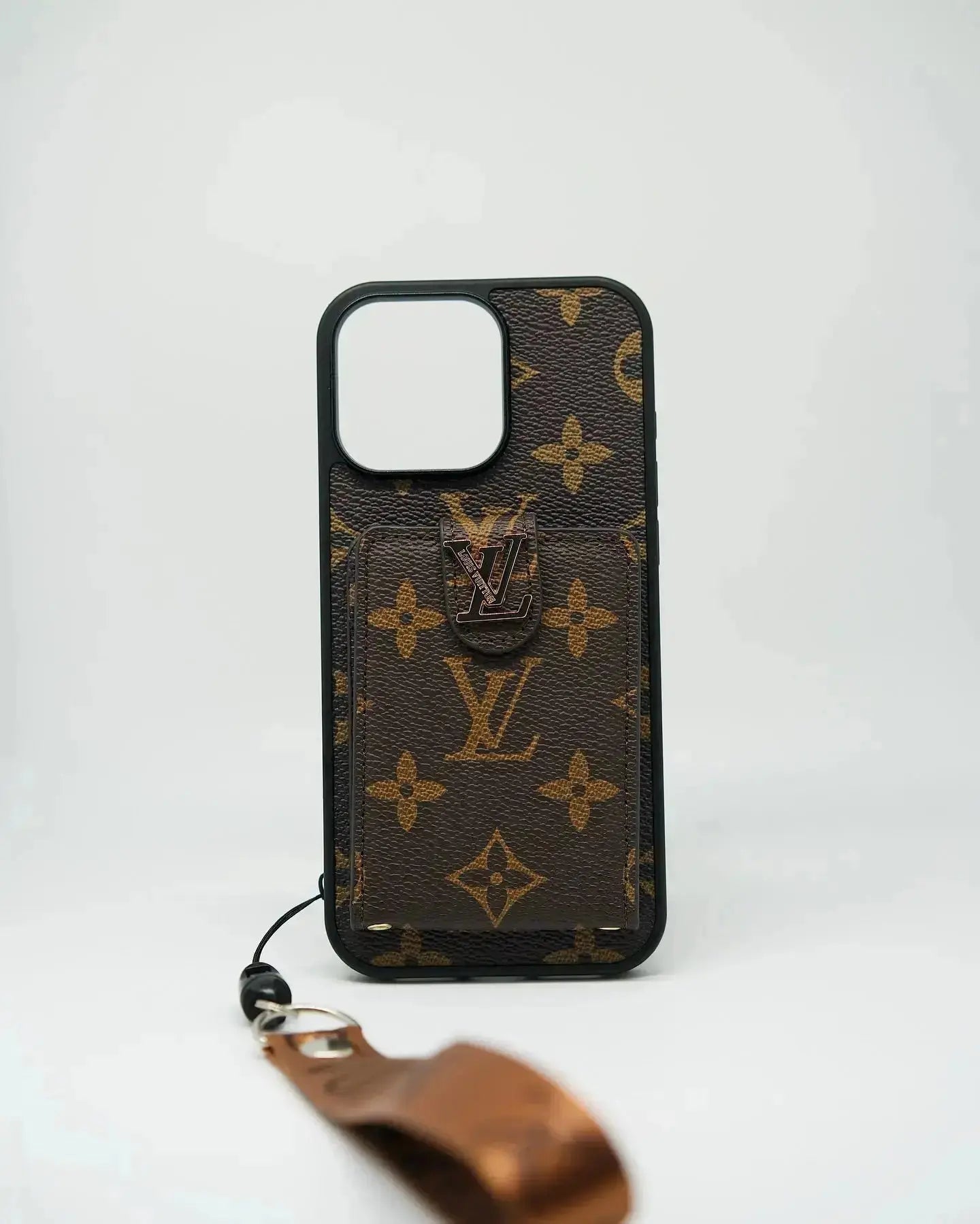 Black Louis Vuitton iPhone 17 Pro Max Case Cardholder BREATHE