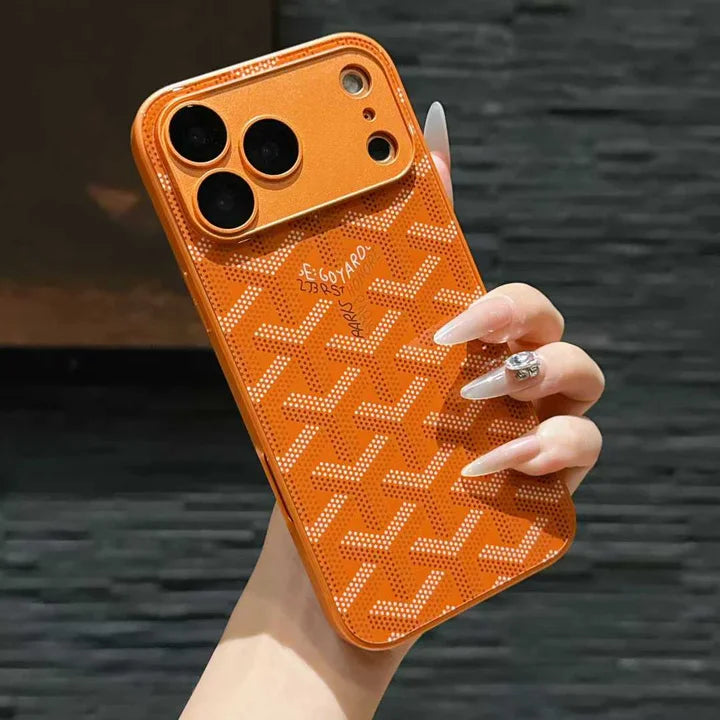 Goyard iPhone 18 Pro Case – Monogram Goyard Vintage Designer Cover Bordeaux Red