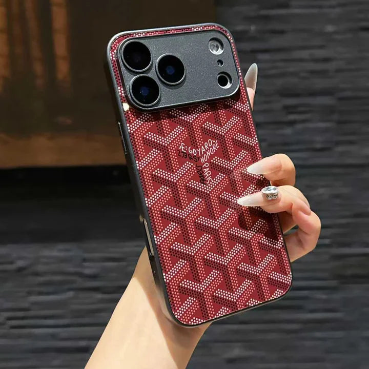 Goyard iPhone 18 Pro Max Case – Monogram Goyard Vintage Designer Cover Bordeaux Red