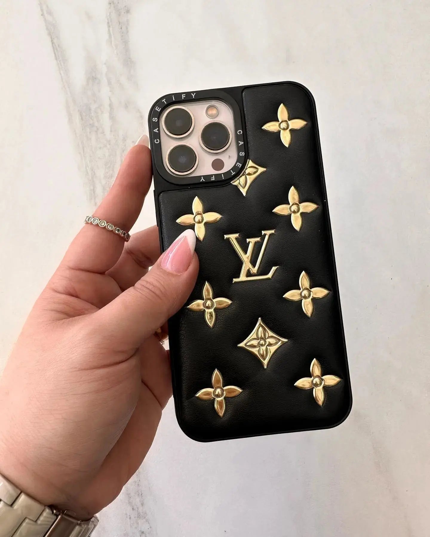 Black Gold Louis Vuitton iPhone 17 Pro Max Case BREATHE