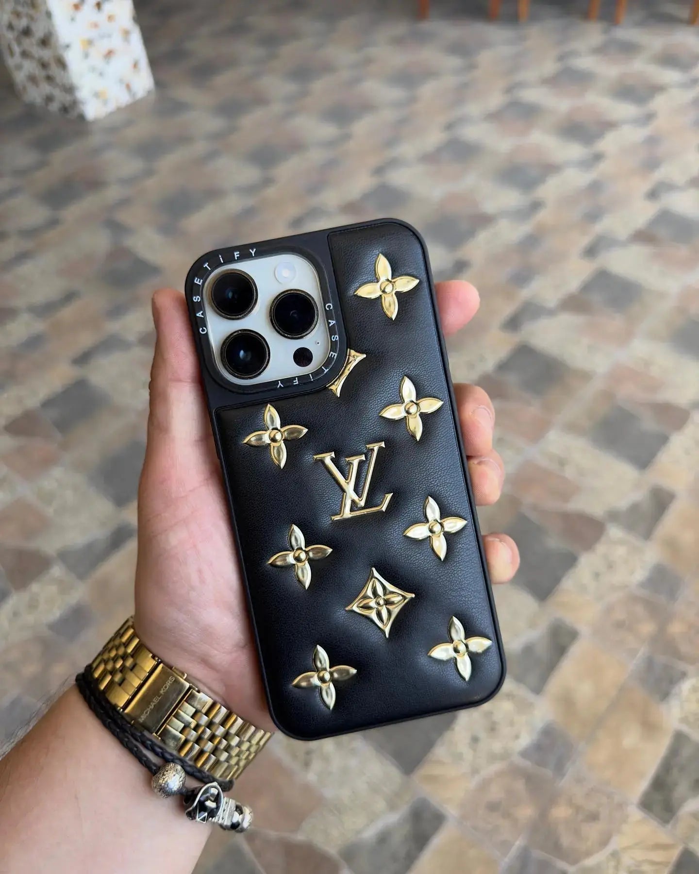 Black Gold Louis Vuitton iPhone 17 Pro Max Case BREATHE
