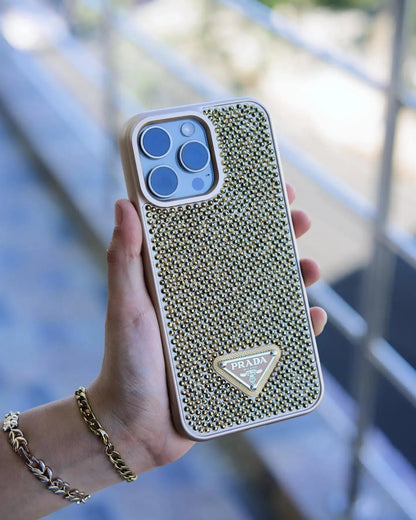 Gold Diamond Prada iPhone 17 Pro Max Case BREATHE
