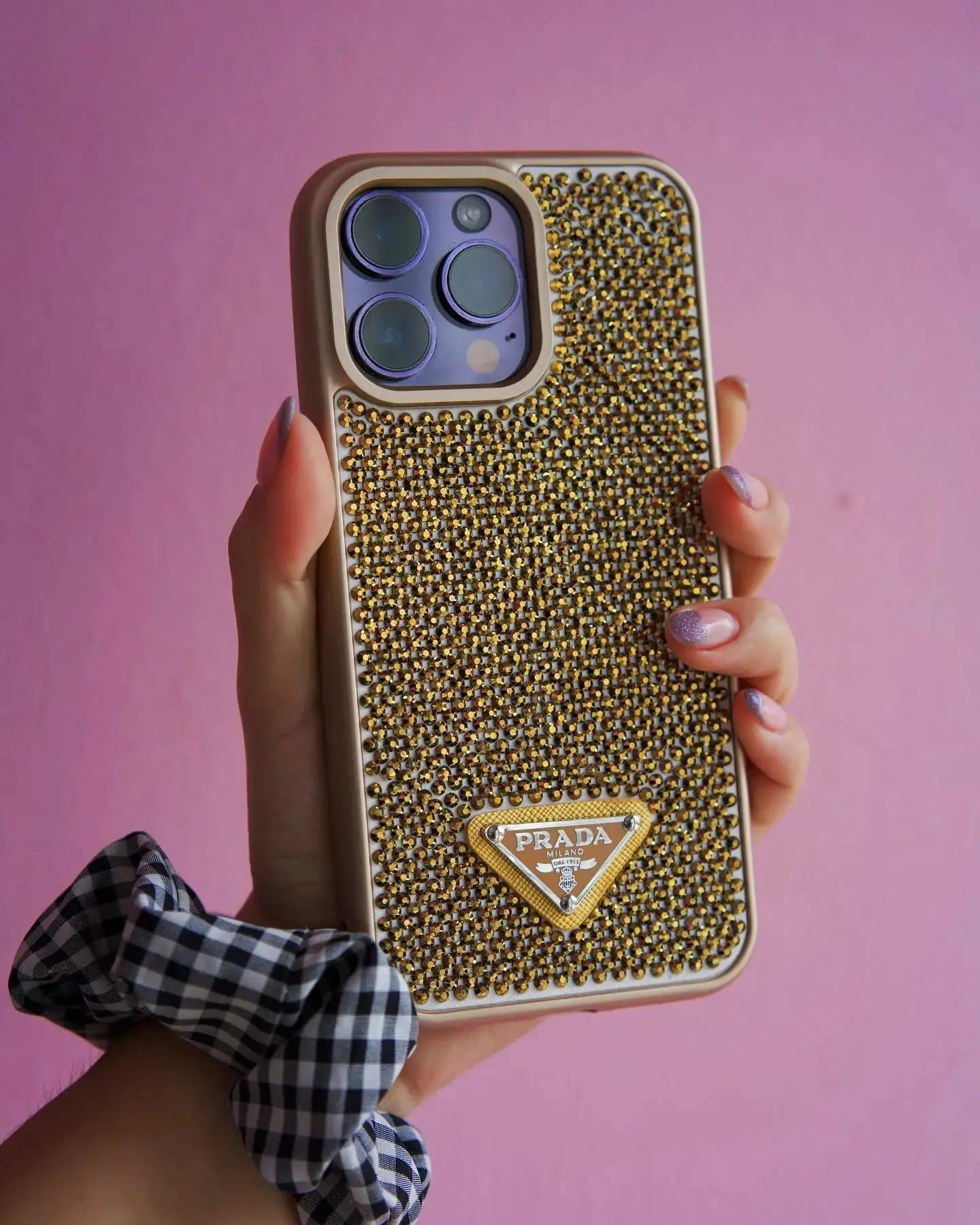Gold Diamond Prada iPhone 17 Pro Max Case BREATHE
