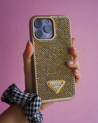 Gold Diamond Prada iPhone 17 Pro Max Case BREATHE