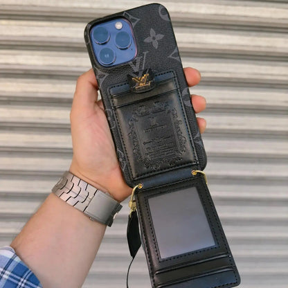 Black Louis Vuitton iPhone 17 Pro Max Case Cardholder BREATHE