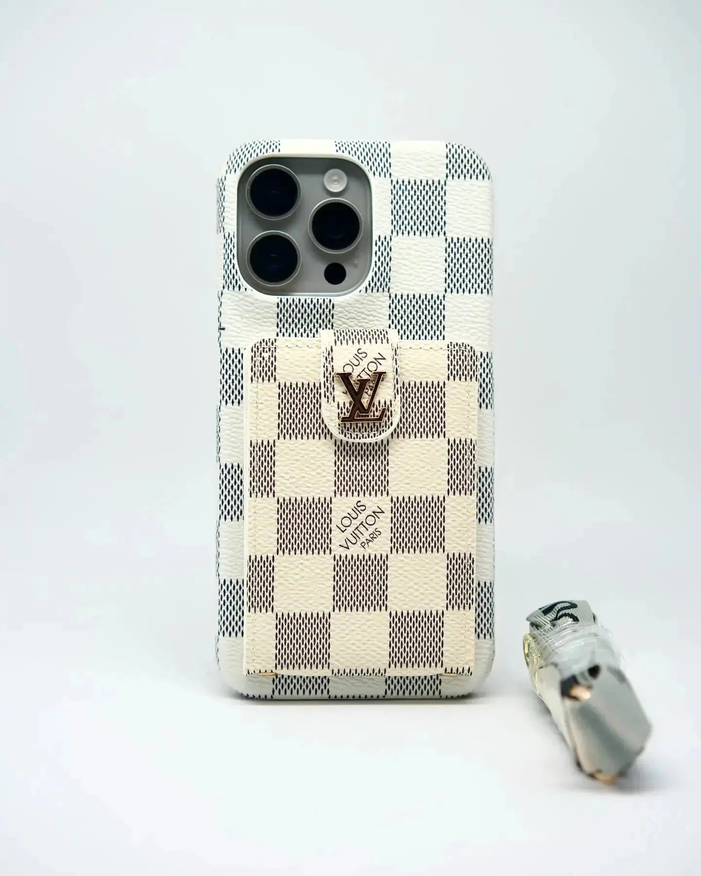 White Louis Vuitton iPhone 17 Pro Max Case Cardholder BREATHE