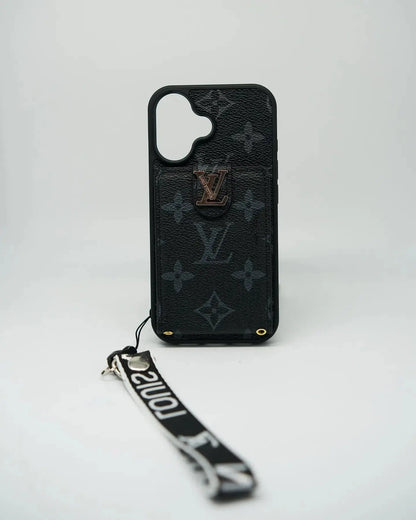 Black Louis Vuitton iPhone 17 Pro Max Case Cardholder BREATHE