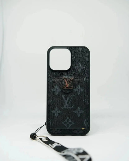 Black Louis Vuitton iPhone 17 Pro Max Case Cardholder BREATHE