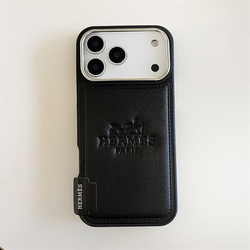 Black Hermès iPhone 17 Pro Max case with premium leather finish