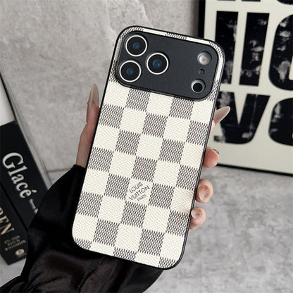 Checkered Louis Vuitton iPhone 17 Pro Max case white