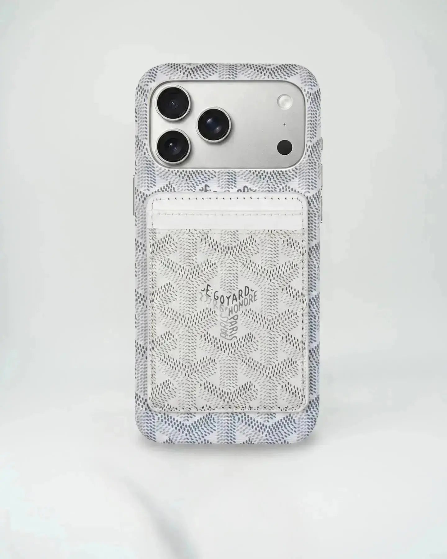 Black Goyard iPhone 17 Pro Max MagSafe Case with Cardholder, Goyard Pattern BREATHE