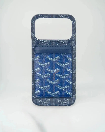 Black Goyard iPhone 17 Pro Max MagSafe Case with Cardholder, Goyard Pattern BREATHE