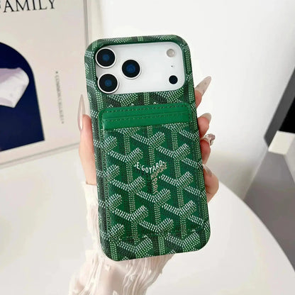 Black Goyard iPhone 17 Pro Max MagSafe Case with Cardholder, Goyard Pattern BREATHE