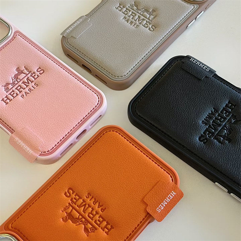 Hermès designer leather iPhone case in beige for iPhone 17 Pro Max
