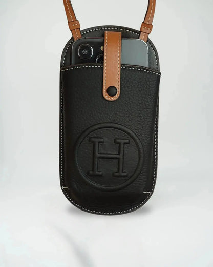Le Pouch Black Hermès iPhone 17 Pro Max Case Crossbody Strap Bag BREATHE