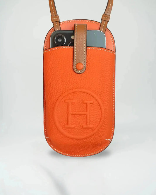 Le Pouch Orange Hermès iPhone 17 Pro Max Case Crossbody Strap BREATHE