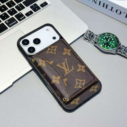 Louis Vuitton iPhone 17 Pro Max wallet card holder case in brown monogram