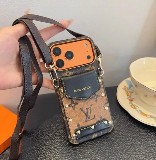 Louis Vuitton iPhone 18 Pro Max Case Crossbody – LV Strap Wallet Cover Black