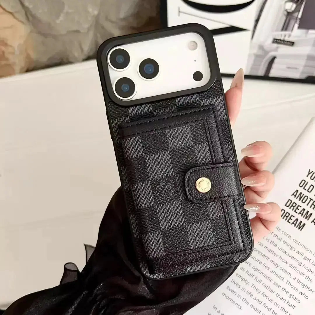 Louis Vuitton iPhone 17 Pro Max Case With Cardholder - checkered Damier Graphite canvas BREATHE