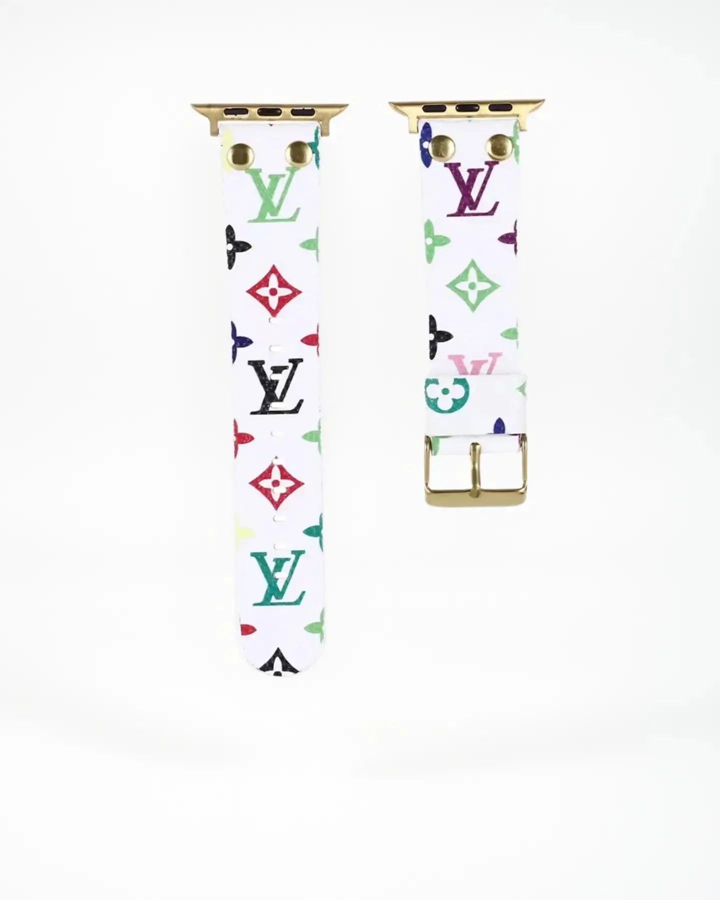 Louis Vuitton Apple Watch Band Tambour Monogram White Colorful Strap BREATHE