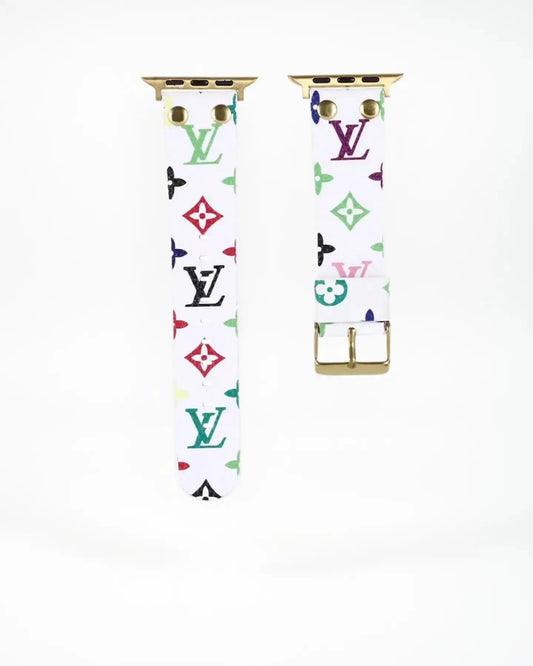 Louis Vuitton Apple Watch Band Tambour Monogram White Colorful Strap BREATHE