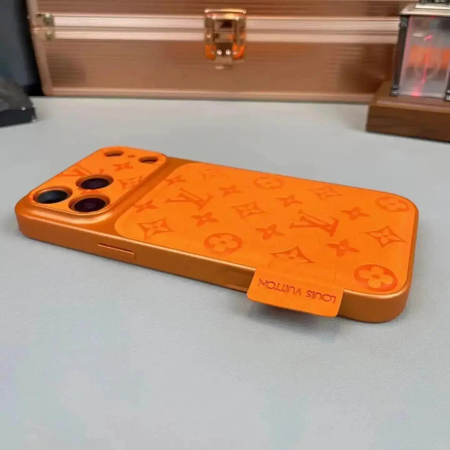 Black Louis Vuitton iPhone 17 Pro Max Case - LV Monogram Shadow BREATHE