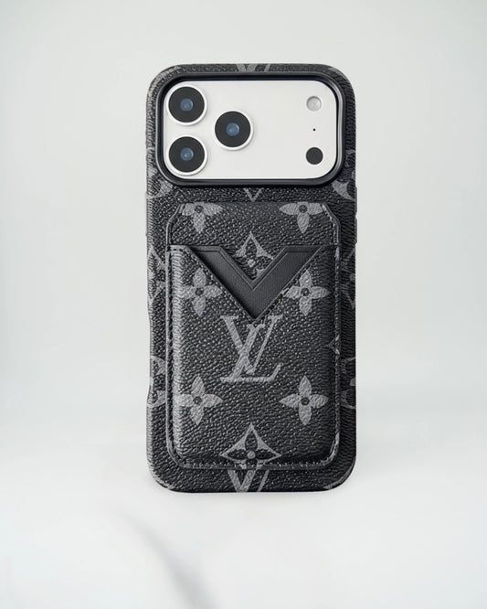 Dark Louis Vuitton iPhone 17 Pro Max Case with cardholder – Classic Monogram Luxury