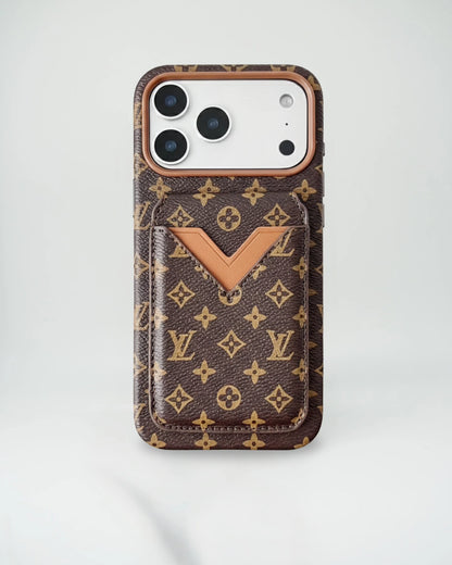 Brown Red Louis Vuitton iPhone 17 Pro Max Case with cardholder – Classic Monogram Luxury