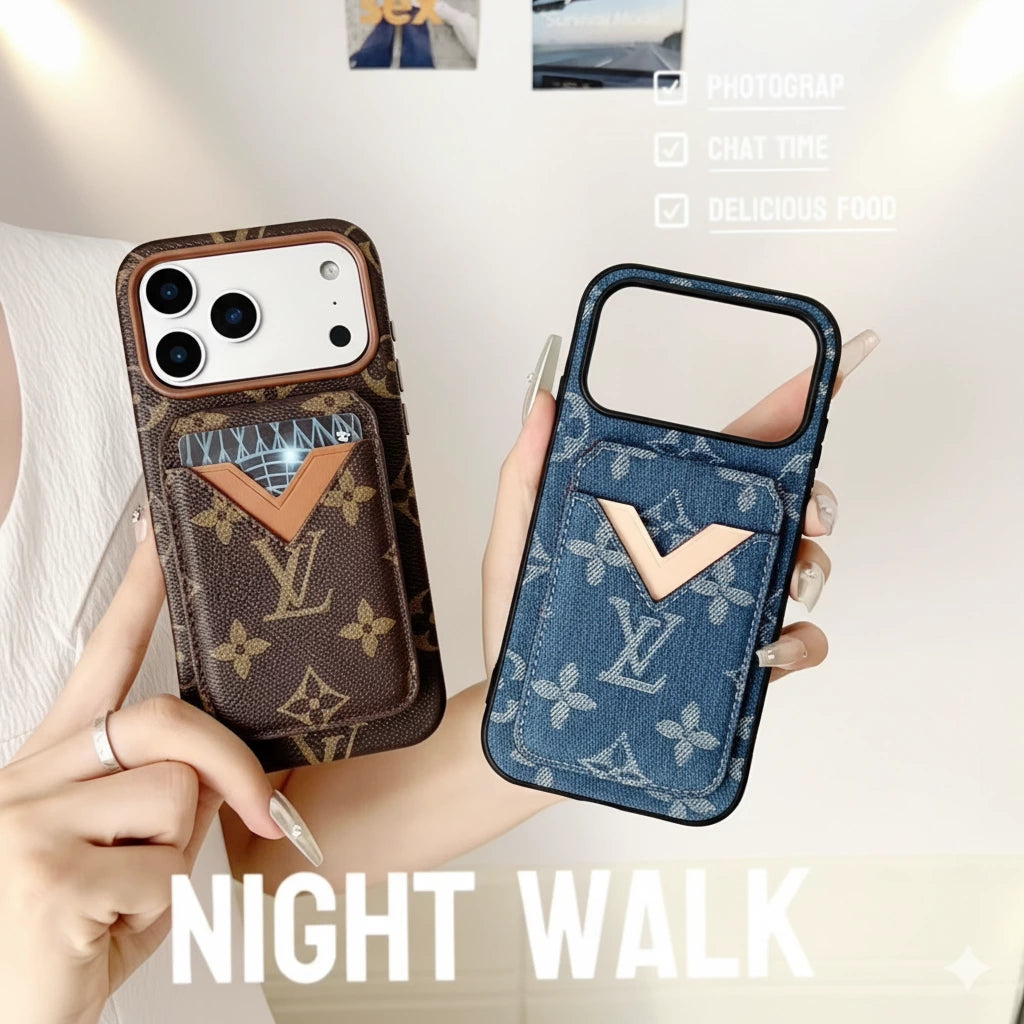 Brown Red Louis Vuitton iPhone 17 Pro Max Case with cardholder – Classic Monogram Luxury