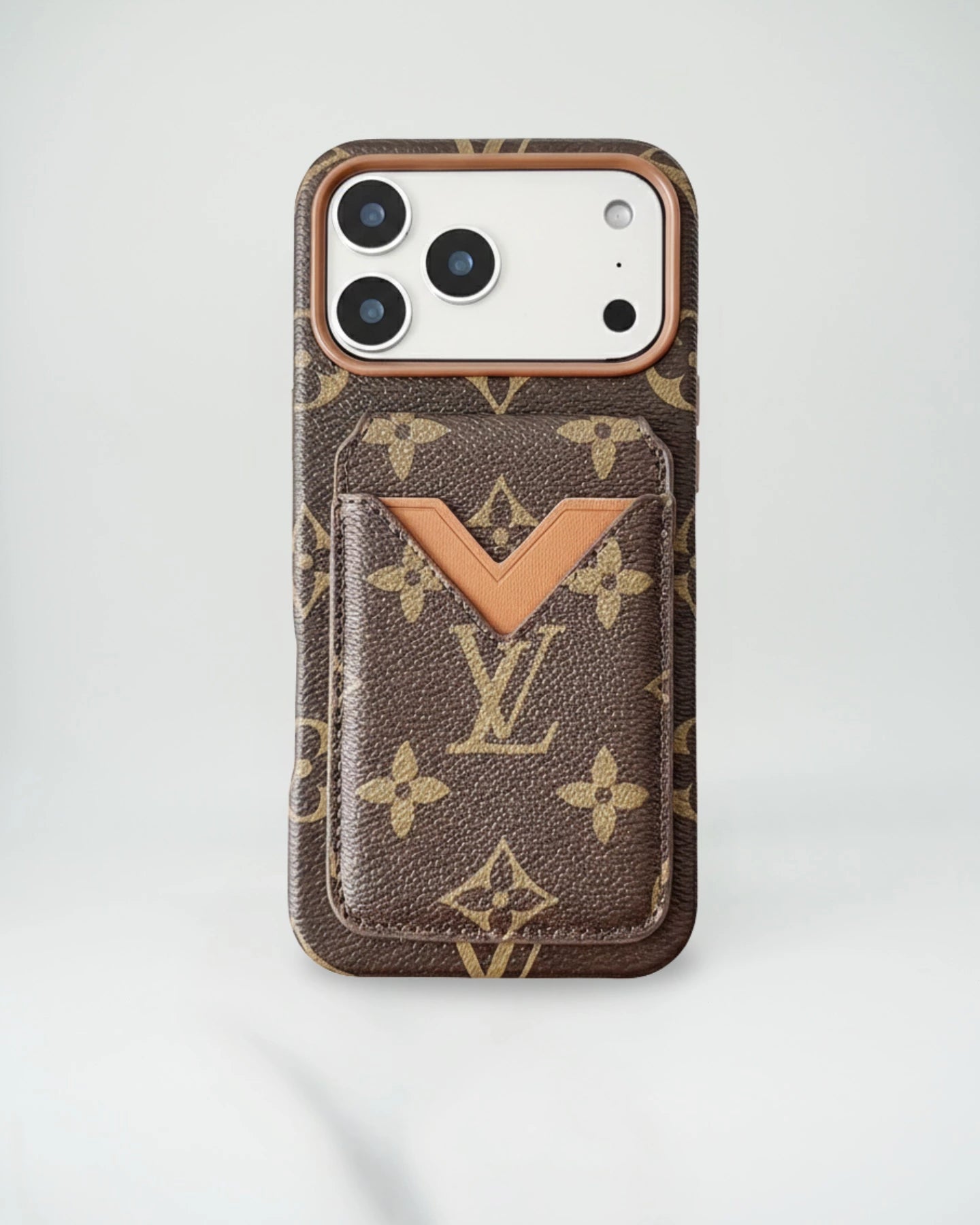 Brown Red Louis Vuitton iPhone 17 Pro Max Case with cardholder – Classic Monogram Luxury