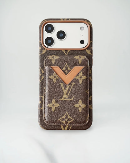 Brown Red Louis Vuitton iPhone 17 Pro Max Case with cardholder – Classic Monogram Luxury