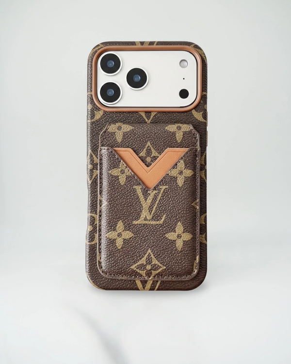 Brown Camel Louis Vuitton iPhone 17 Pro Max Case with cardholder – Classic Monogram Luxury