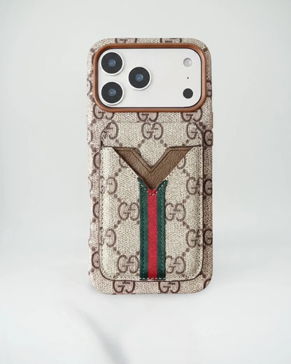 Beige Monogram Gucci iPhone 17 Pro Max Case with Cardholder – Classic Canvas Luxury