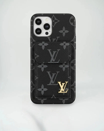 Dark Checkered Louis Vuitton iPhone 17 Pro Max Case CardHolder BREATHE