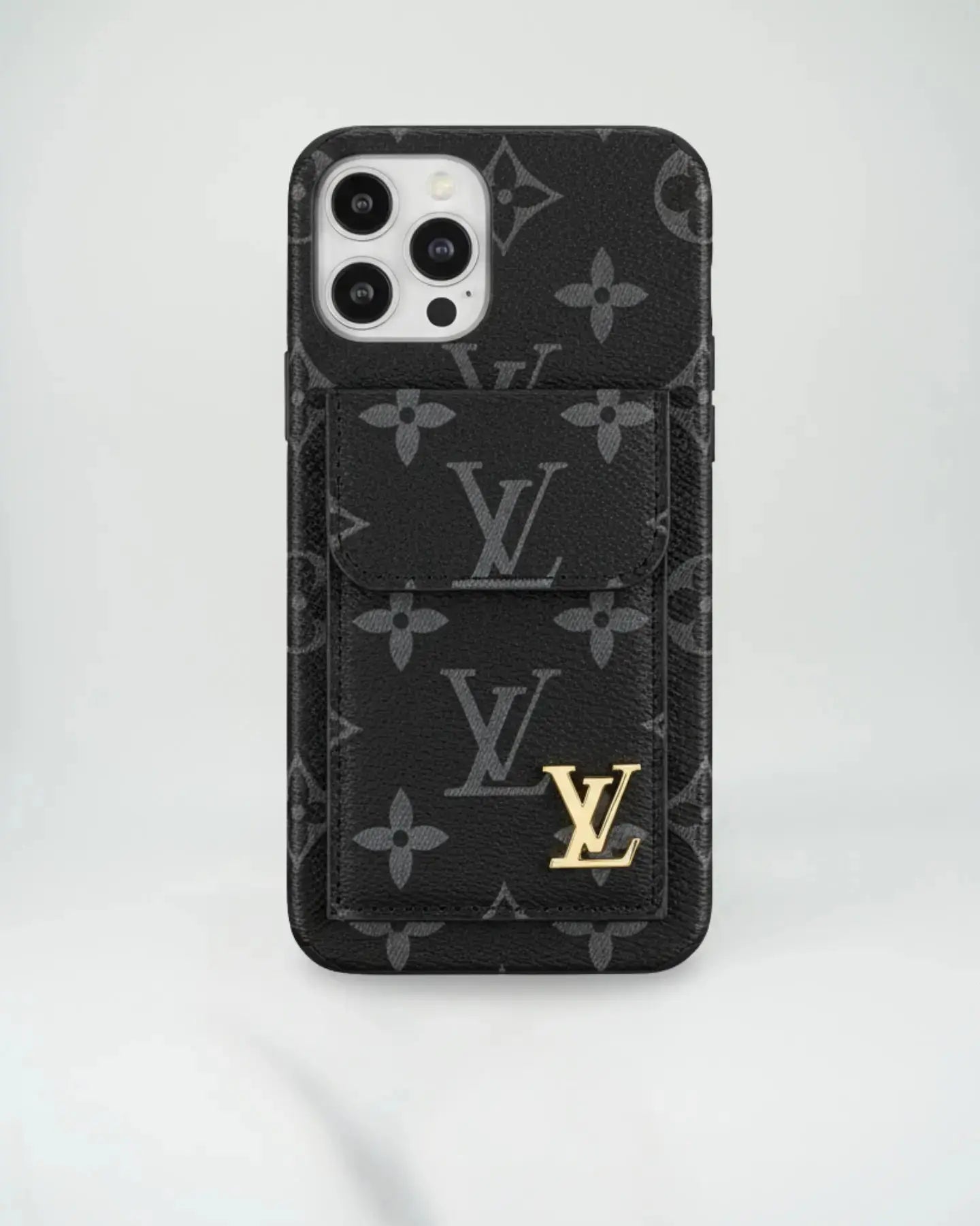 White Checkered Louis Vuitton iPhone 17 Pro Max Case CardHolder BREATHE
