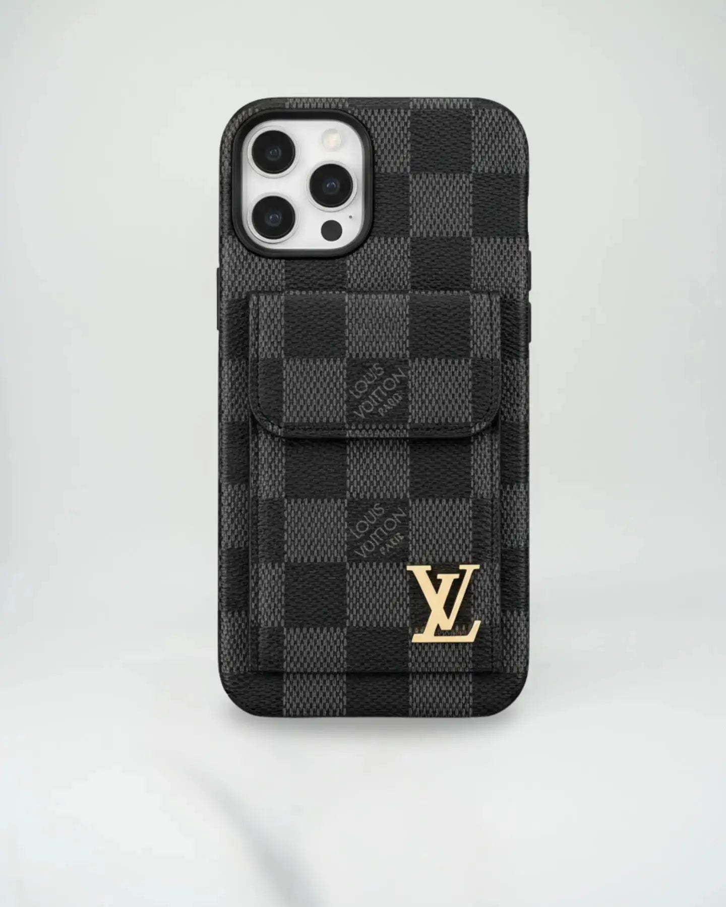 Louis Vuitton iPhone 17 Pro Max Case CardHolder- White Checkered Louis Vuitton iPhone 17 Pro Max Case CardHolder- White Checkered