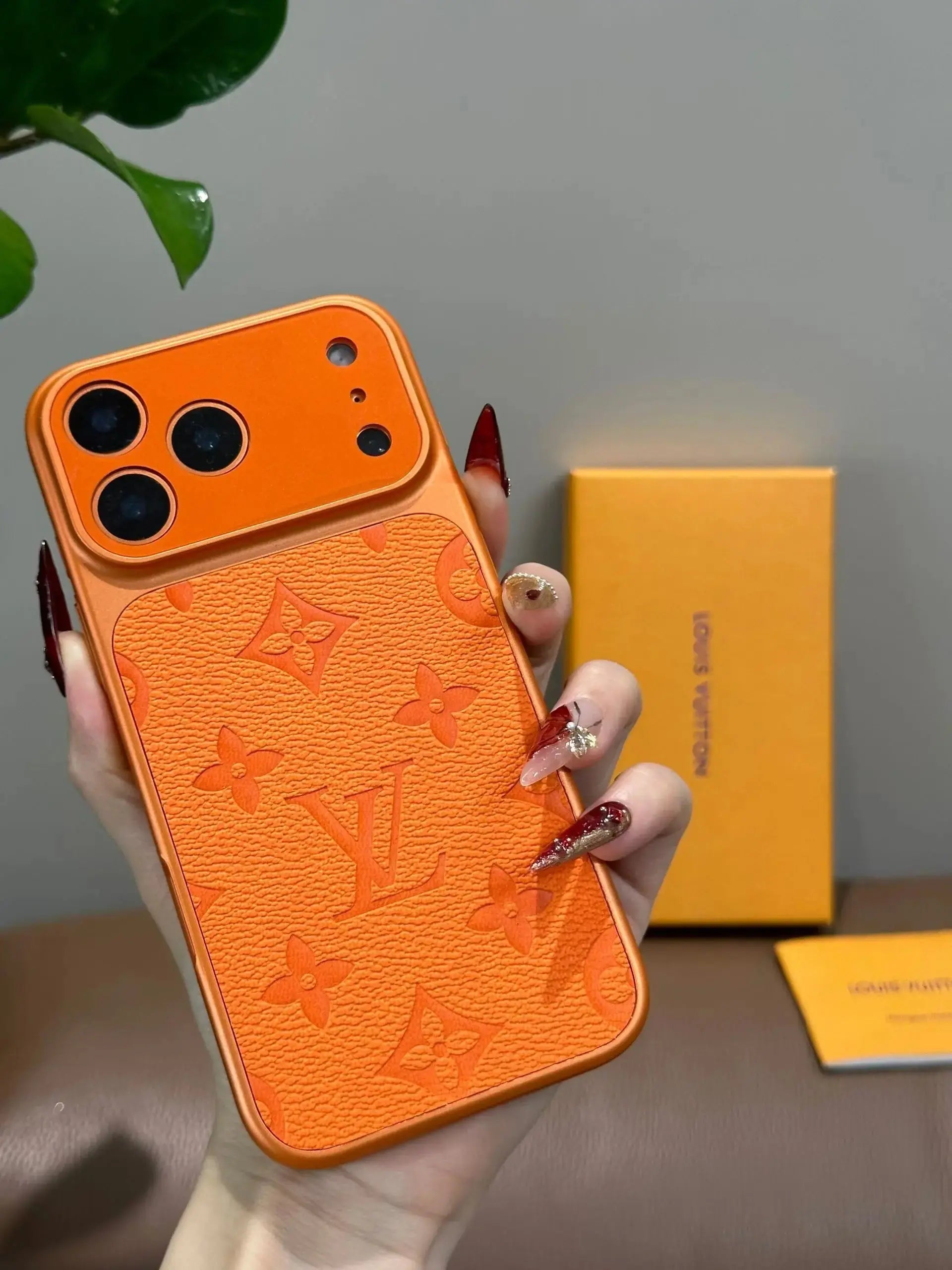 Orange Louis Vuitton iPhone 17 Pro Max Case – Luxury LV Monogram