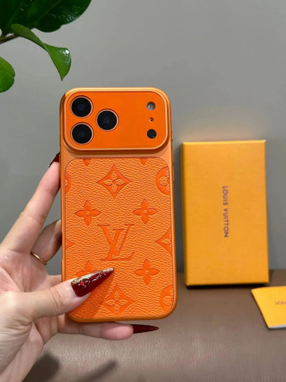 Orange Louis Vuitton iPhone 17 Pro Max Case – Luxury LV Monogram Case BREATHE