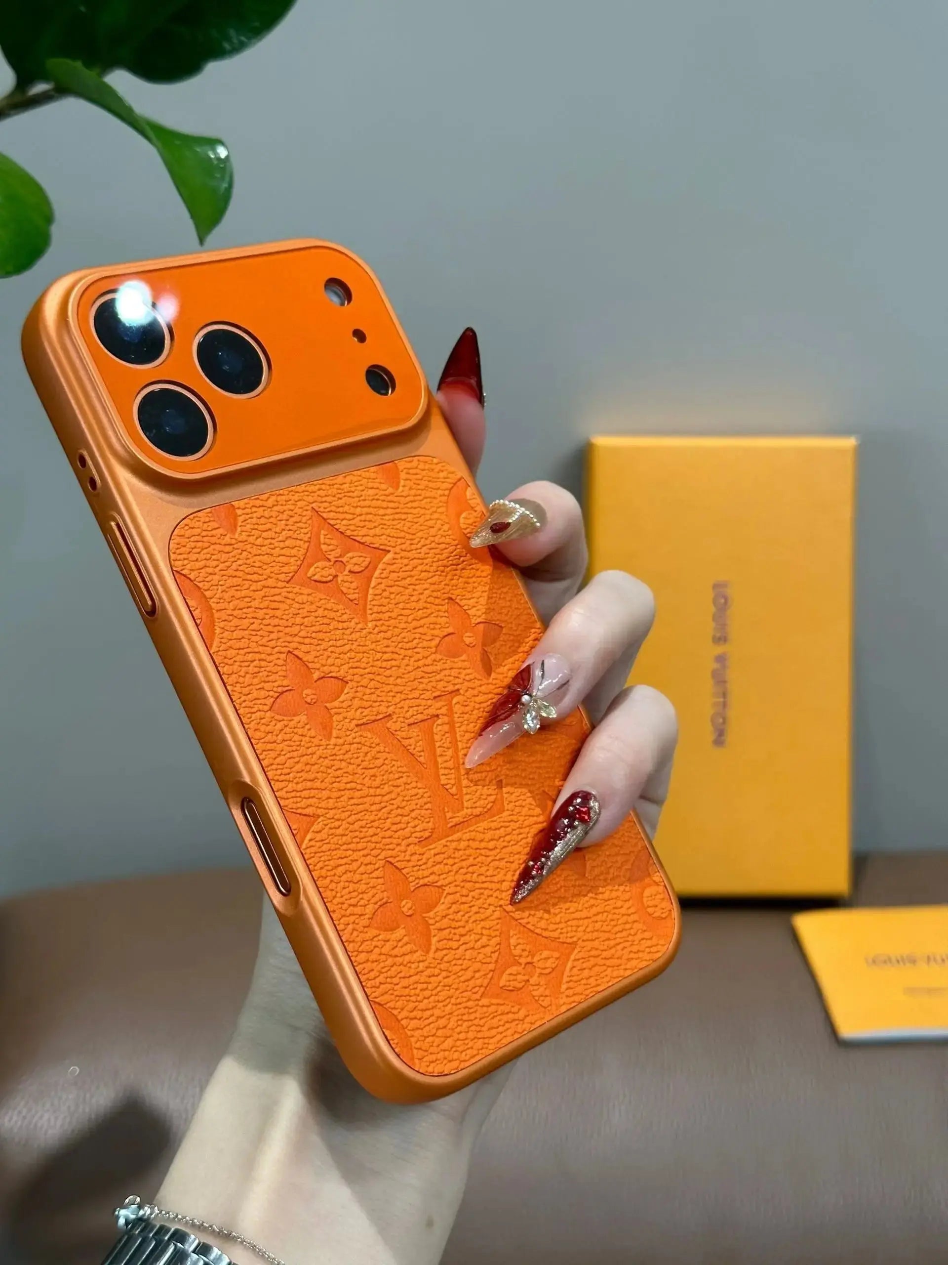 Orange Louis Vuitton iPhone 17 Pro Max Case – Luxury LV Monogram