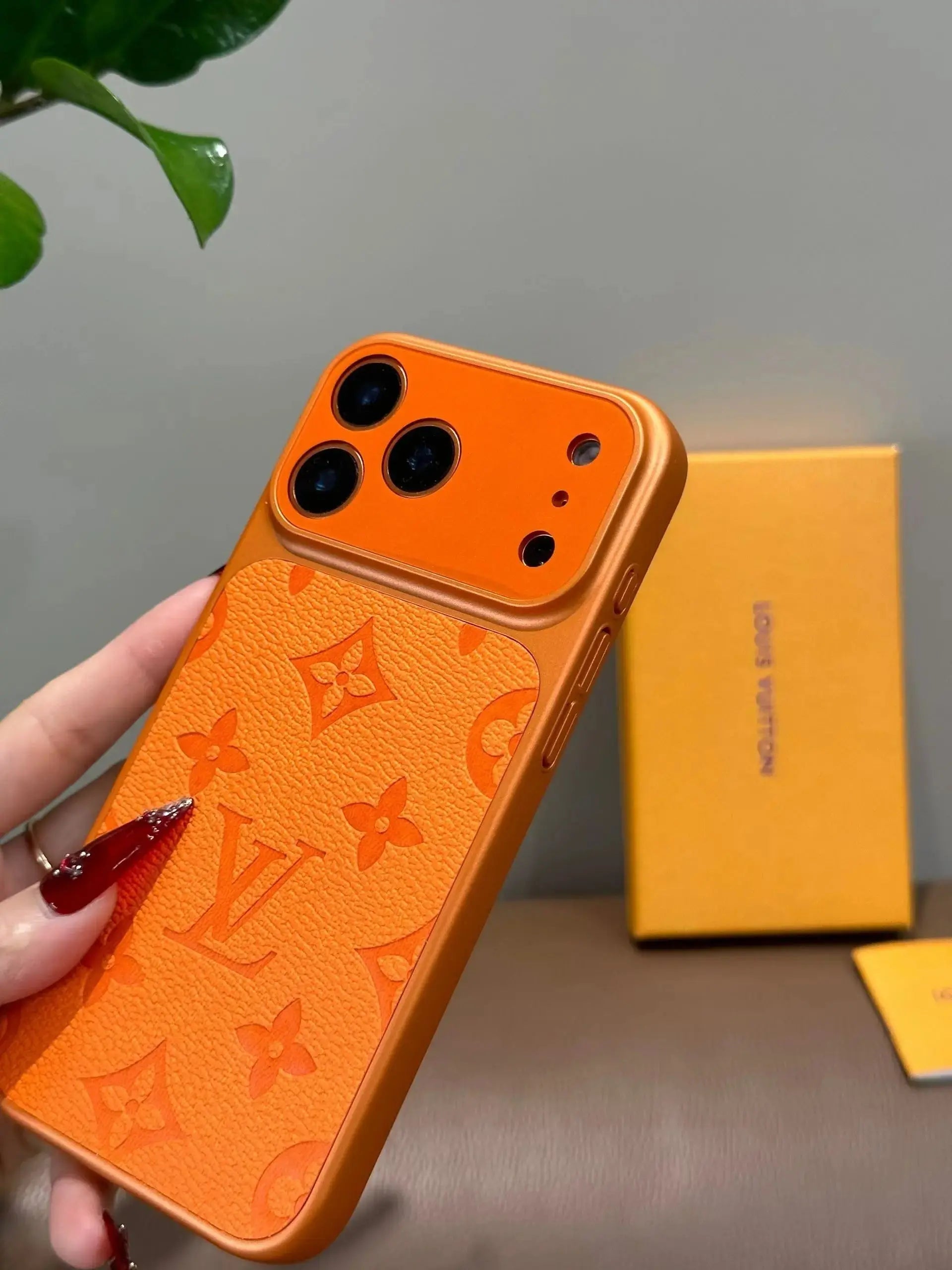 Orange Louis Vuitton iPhone 17 Pro Max Case – Luxury LV Monogram