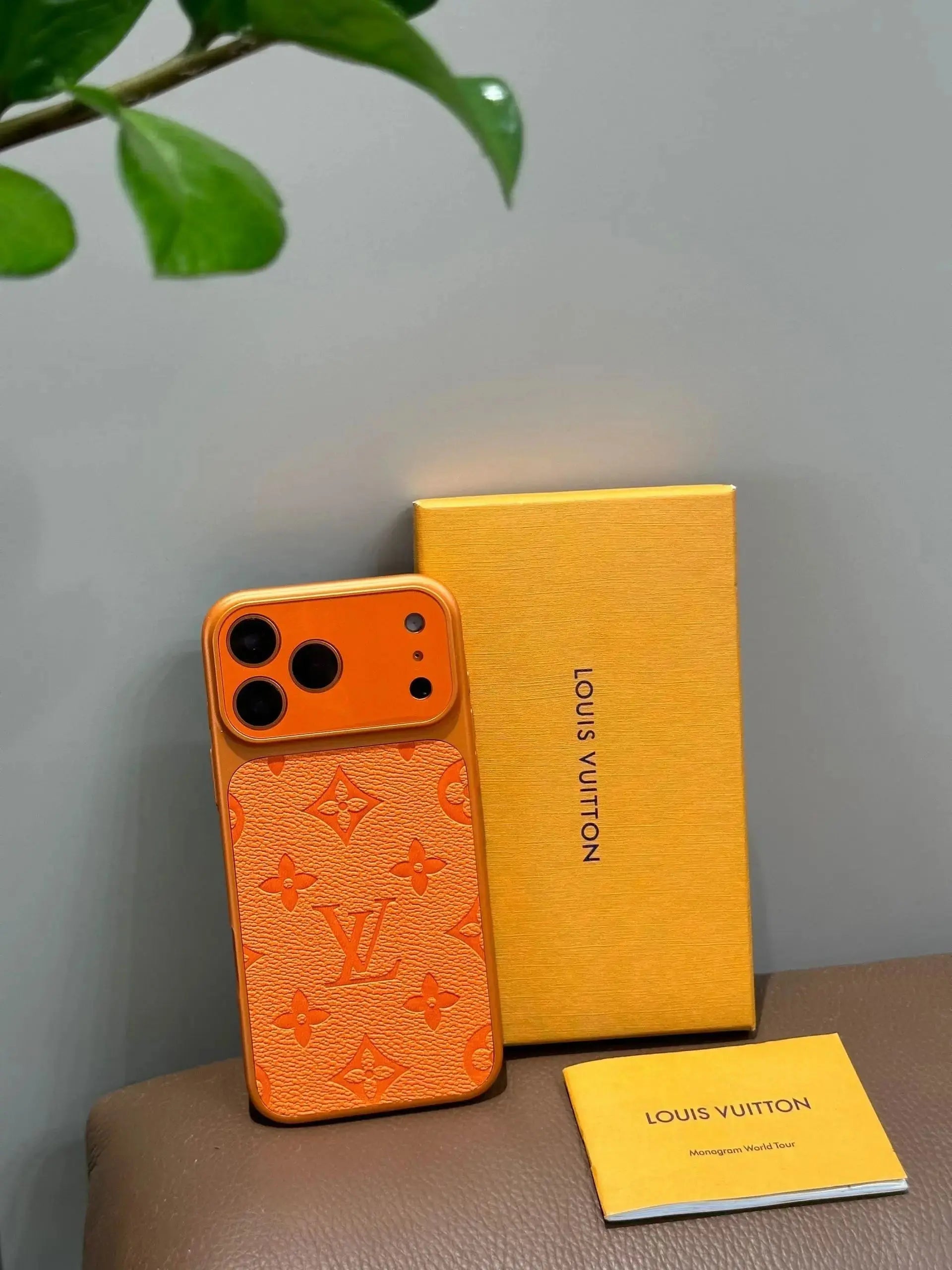 Orange Louis Vuitton iPhone 17 Pro Max Case – Luxury LV Monogram