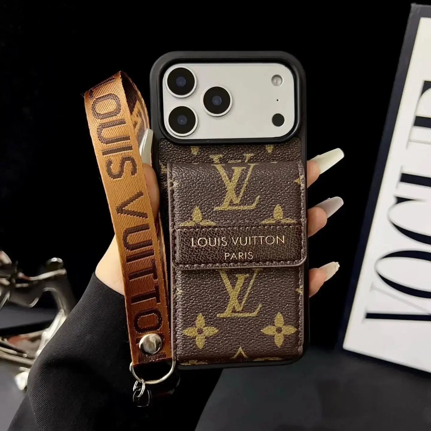 Louis Vuitton iPhone 17 Pro Max Case - LV Classic Small Monogram Wallet & Strap BREATHE