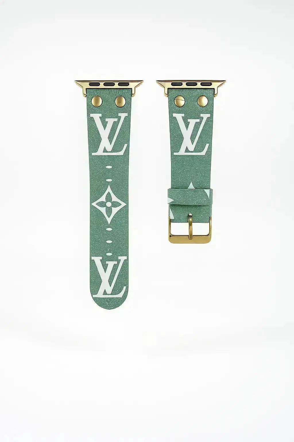 Louis Vuitton Apple Watch Band Series 11 Sky Blue Monogram With Gold BREATHE