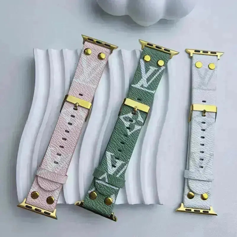 Louis Vuitton Apple Watch Band Series 11 Sky Blue Monogram With Gold BREATHE