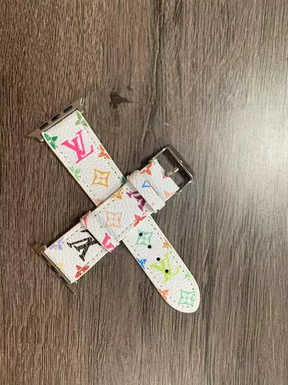 Louis Vuitton Apple Watch Band Tambour Monogram White Colorful Strap BREATHE