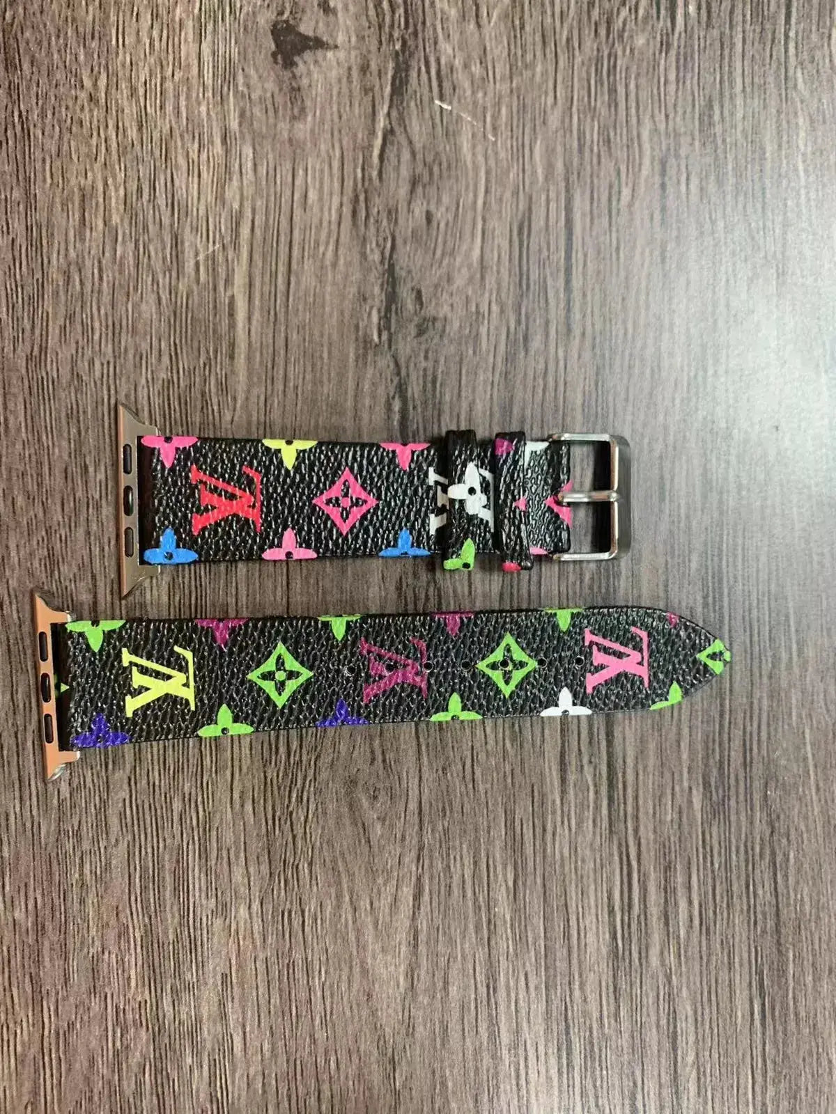 Louis Vuitton Apple Watch Band Tambour Monogram Black Colorful Strap BREATHE