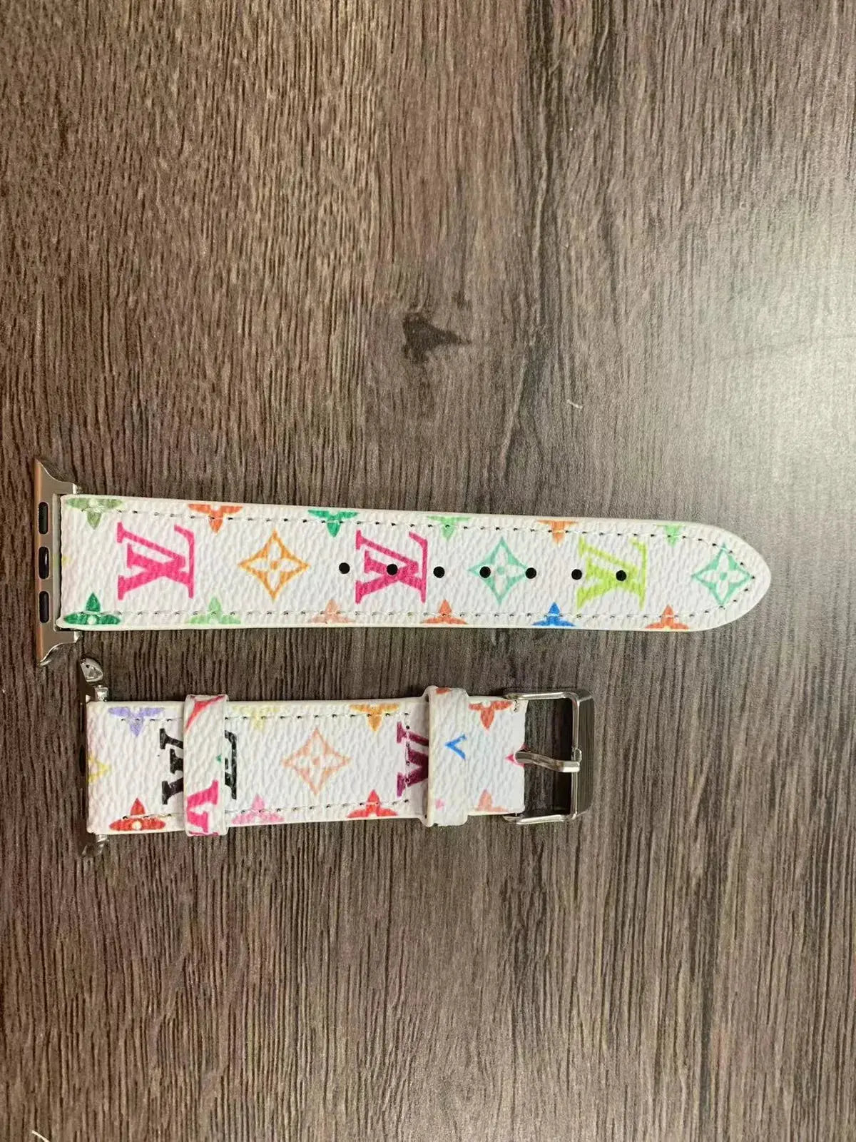 Louis Vuitton Apple Watch Band Tambour Monogram White Colorful Strap BREATHE