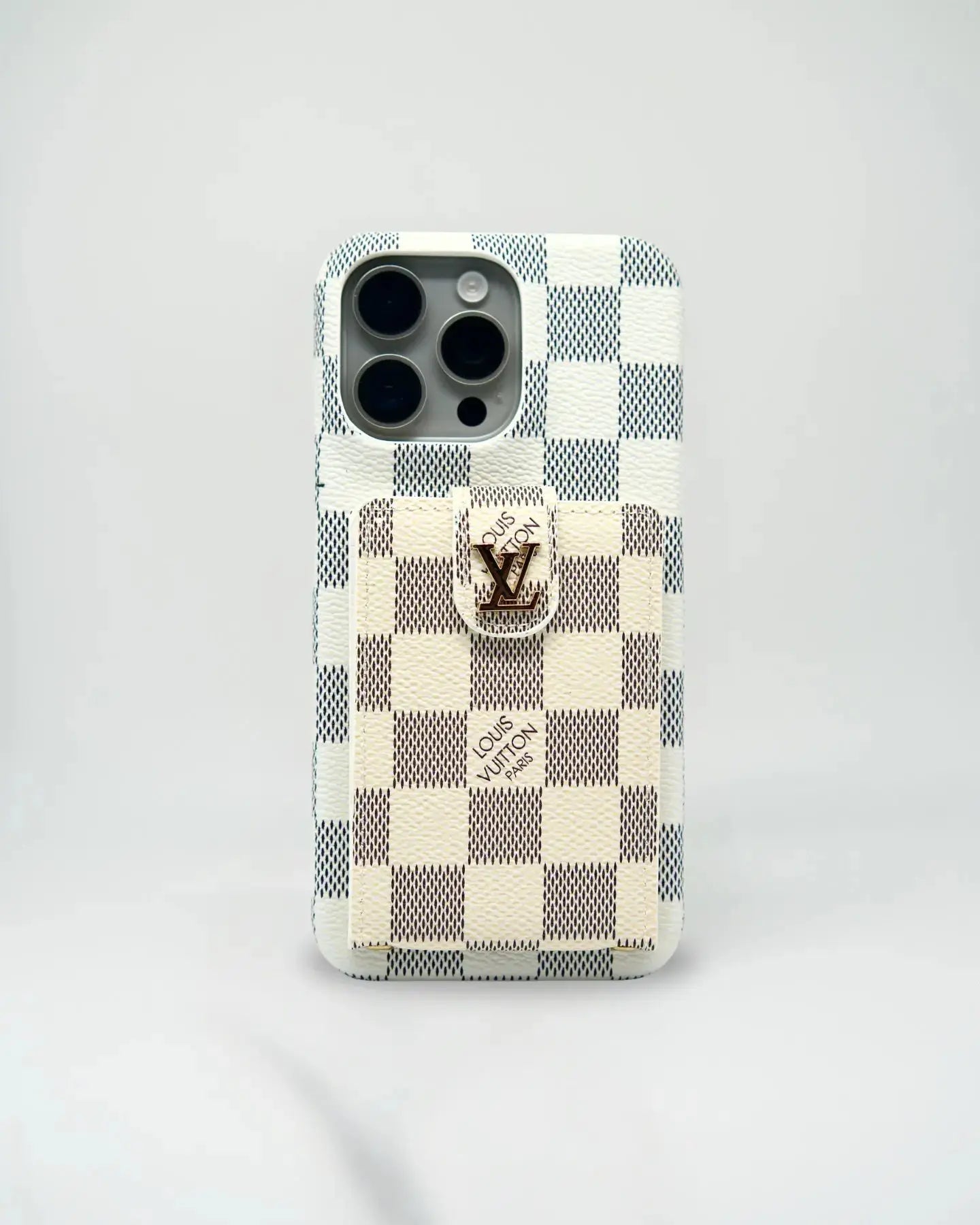 White Louis Vuitton iPhone 17 Pro Max Case Cardholder BREATHE