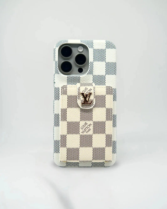 White Louis Vuitton iPhone 17 Pro Max Case Cardholder BREATHE