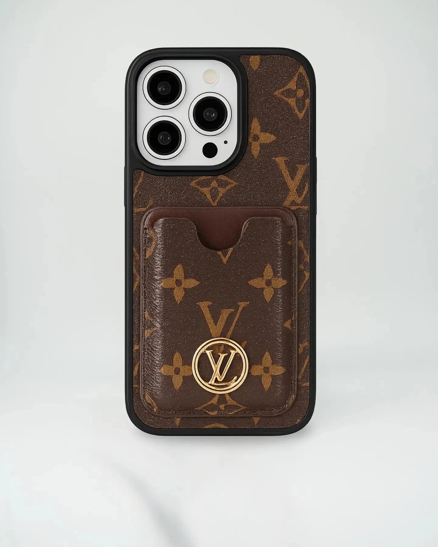 Checkered Leather Louis Vuitton iPhone 17 Pro Max Case with Card Holder BREATHE